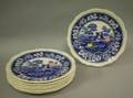 Set of Eight Copeland Spode Blue and White Spodes Tower Pattern Dinner Plates