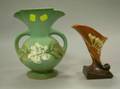 Roseville Pottery Freesia Cornucopia Vase and Gardenia Vase