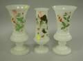 Three Floral Decorated Bristol Glass Vases
