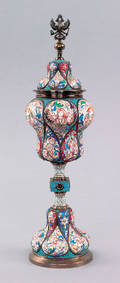 Russian silver and enamel chalice and cover ca 1900