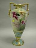 Large Nippon Handpainted Floral and Gilt Decorated Porcelain Vase