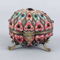 Russian silver enamel and cabochon inlaid egg ca 1900