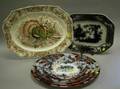 Set of Four English Corey Hill Pattern Platters Mulberry and Turkey Platters