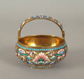 Russian silver gilt and enamel sugar bowl ca 1900