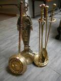 Five Brass Fireplace Items