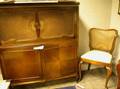 Provincialstyle Caned Walnut Dropfront Desk and Chair