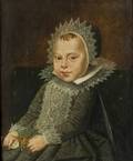 Manner of Cornelis de Vos Belgian 15851651 Elegant Portrait of a Child Holding a Rattle
