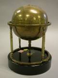 Reproduction Brass Scholars Globe on an Ebonized Wood Base