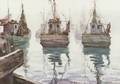 Taddeus Kladnicki PolishAmerican 19041982 Lot of Two Watercolors Including Fishing Boats