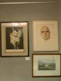 Two Framed Decorative Prints and a Portrait Sketch