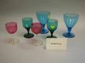 Approximately Twentytwo Pieces of Colored Glass Stemware