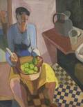 Ronald Joseph American 20th Century Peeling Green Apples