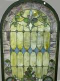 Arched Leaded and Slag Glass Window