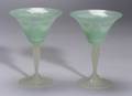 Pair of Steuben AcidEtched Green Jade Glass Goblets