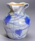 Imperial Free Hand White and Blue Decorated Glass Vase