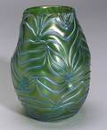 Threaded Iridescent Glass Vase
