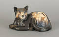 Fulper pottery figure of a reclining cat