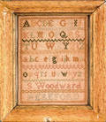 Miniature Pennsylvania silk on linen sampler 19th c