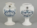 Two Delft blue and white syrup jars ca 1735