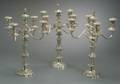 Set of Three Gorham Silver Plated Fivelight Candelabra