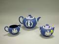 ThreePiece Wedgwood Dark Blue Jasperware Teaset