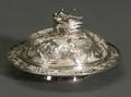 Small Chinese Export Silver Covered Butter Dish