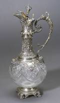 German Renaissance Revival 800 Silver and Cut Glass Claret Jug