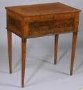 French Neoclassical Burl Walnut Inlaid Fruitwood Dressing Table