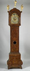 Dutch Baroque Marquetry Inlaid and Parcel Gilt Walnut Tall Case Clock