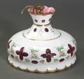 Bohemian Cranberry Flashed and White Cased Cut Glass Hanging Lamp Shade