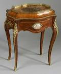 Louis XV Style Gilt Bronze and Porcelain Mounted Tulipwood Side Table