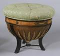 Biedermeier Ebonized and Parcelgilt Fruitwood Work Stool
