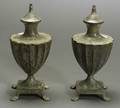 Pair of Patinated Bronze Mantel Urns