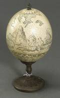 Scrimshaw Ostrich Egg on Stand