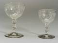 Set of Twentyfour French Etched and Cut Glass Wine Glasses