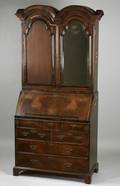 Queen Anne Style Walnut Bureau Bookcase