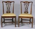 Pair Georgian Carved Mahogany Side Chairs