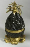 Continental Black Glass and Bronze Mounted Pineapple Box