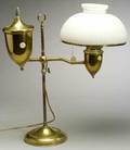 Brass Student Lamp with Milk Glass Shade