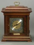 Presentation Mahogany and Burlwood Veneered Mantel Clock