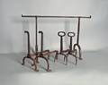 Two pairs wrought iron andirons