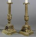 Pair of Empire Revival Gilt Bronze Lampbases