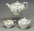Wedgwood Three Piece Embossed Queens Ware Commemorative Tea Set