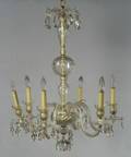 Classical Revival Colorless Cut Glass Six Light Chandelier