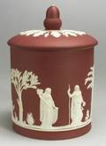 Wedgwood Crimson Jasper Dip Biscuit Jar and Cover