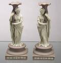 Pair of Wedgwood Jasper Figural Candlesticks