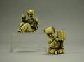 Two Japanese Carved Ivory Nodder Netsuke