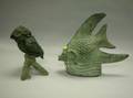 Green Patinated Bronze Owl and an Angel Fish