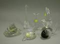 Seven Colorless Glass Animal Figures and a Sculpture