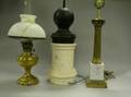 Brass Student Lamp Base Classical Columnar Table Lamp Base and a Black and White Turned Balusterform Lamp Base